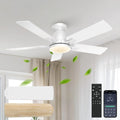 42 Inch Ceiling Fans with Lights and Remote Control, 6-Speed Quiet DC Motor, Reversible Blades, Dimmable LED Light (3CCT Adjustable), Modern Design for Bedroom, Living Room, Indoor Use - White