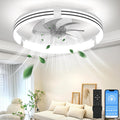 Ceiling Fans with Lights and Remote, 19.7" White Low Profile Ceiling Fan, Modern Flush Mount LED Fan Light, 6 Wind Speeds Fandelier Ceiling Fan with Light for Bedroom, 3000-6500K Dimmable