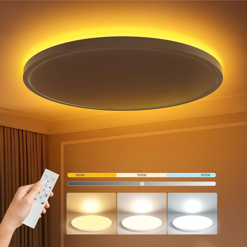 15.8in Flush Mount Ceiling Light Fixture with Remote Control,36W 2700K-6000K,Brightness Adjustable,Soft Nightlight,Support App Control,Ultra-Thin for Bedroom Kitchen Hallway Living Room