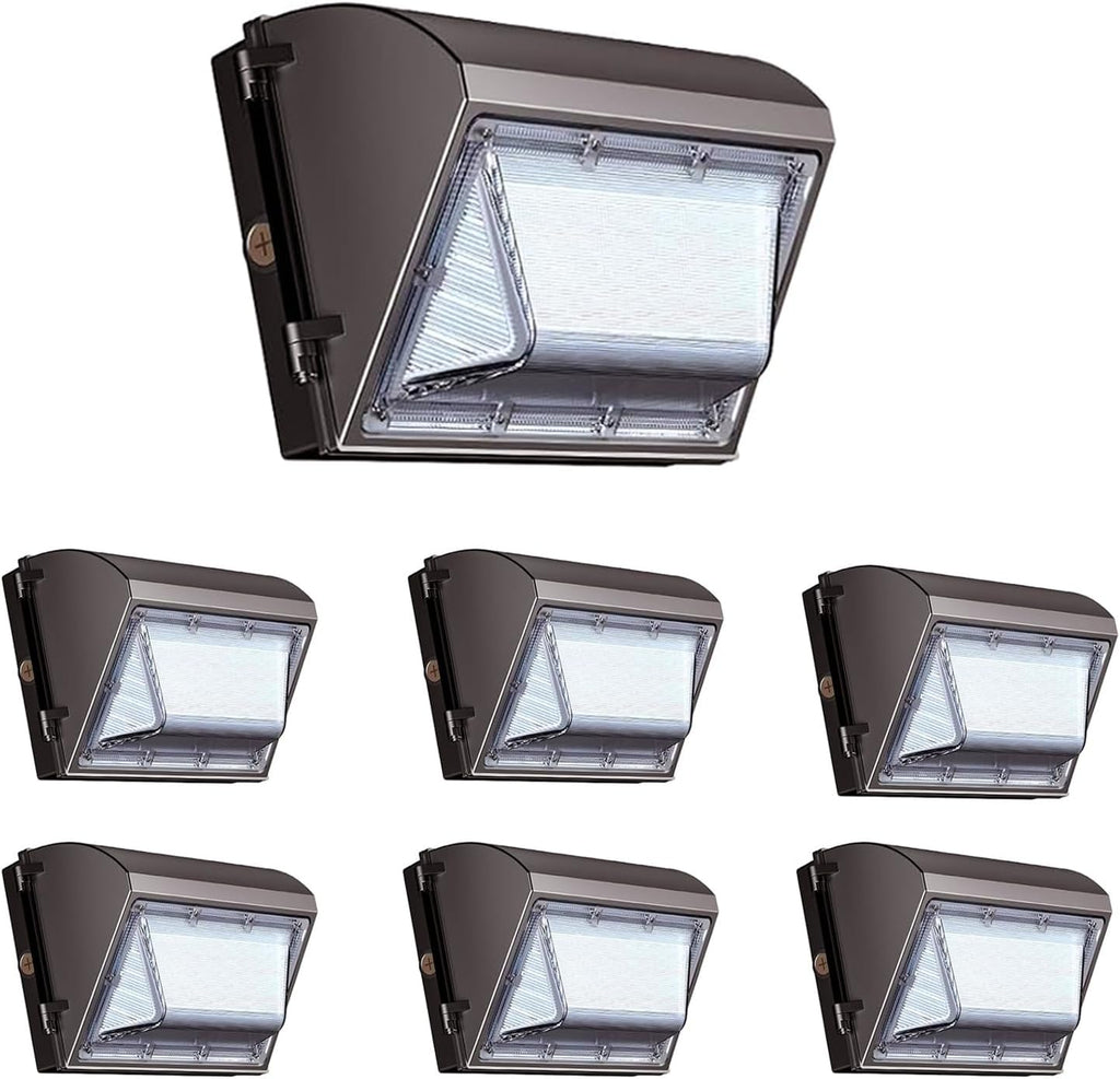 6 Pack 130W LED Wall Pack Light with Dusk to Dawn Photocell, 19500LM 5000K Daylight IP65 Waterproof Wall Pack Lights Outdoor LED [Eqv. 800W HPS/HID] for Parking Lot, Warehouse, Yard AC120-277V