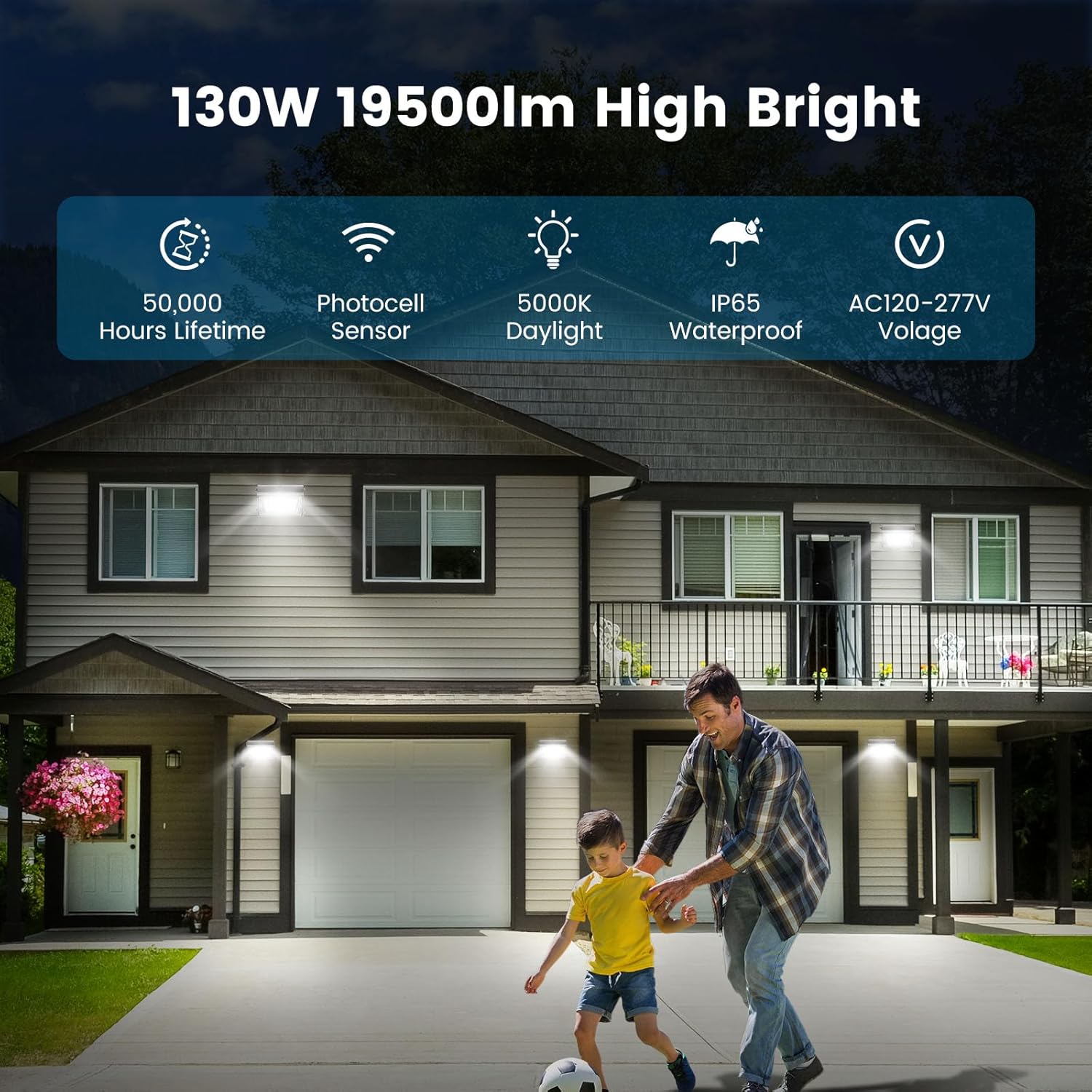 8 Pack 130W LED Wall Pack Light with Dusk to Dawn Photocell, 19500LM 5000K Daylight IP65 Waterproof Wall Pack Lights Outdoor LED [Eqv. 800W HPS/HID] for Parking Lot, Warehouse, Yard AC120-277V