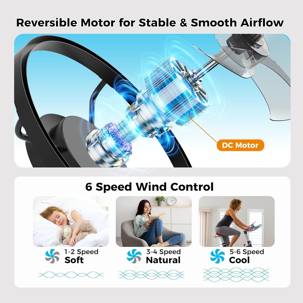 Ceiling Fans with Lights and Remote, Low Profile Ceiling Fan, Modern Flush Mount LED Fan Light, 6 Wind Speeds Fandelier Ceiling Fan with Light for Bedroom, 3000-6500K Dimmable (15.7" Graphite)