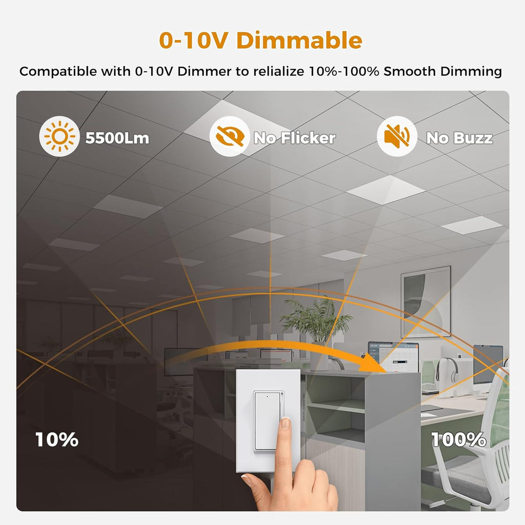 8 Pack 2x2 LED Flat Panel Light, 5CCT Selectable 3000/4000/5000/5700/6500K, 30/35/40/45/50W 5500Lm 0-10V Dimmable 2x2FT LED Troffer Light Drop Ceiling for Commercial Office