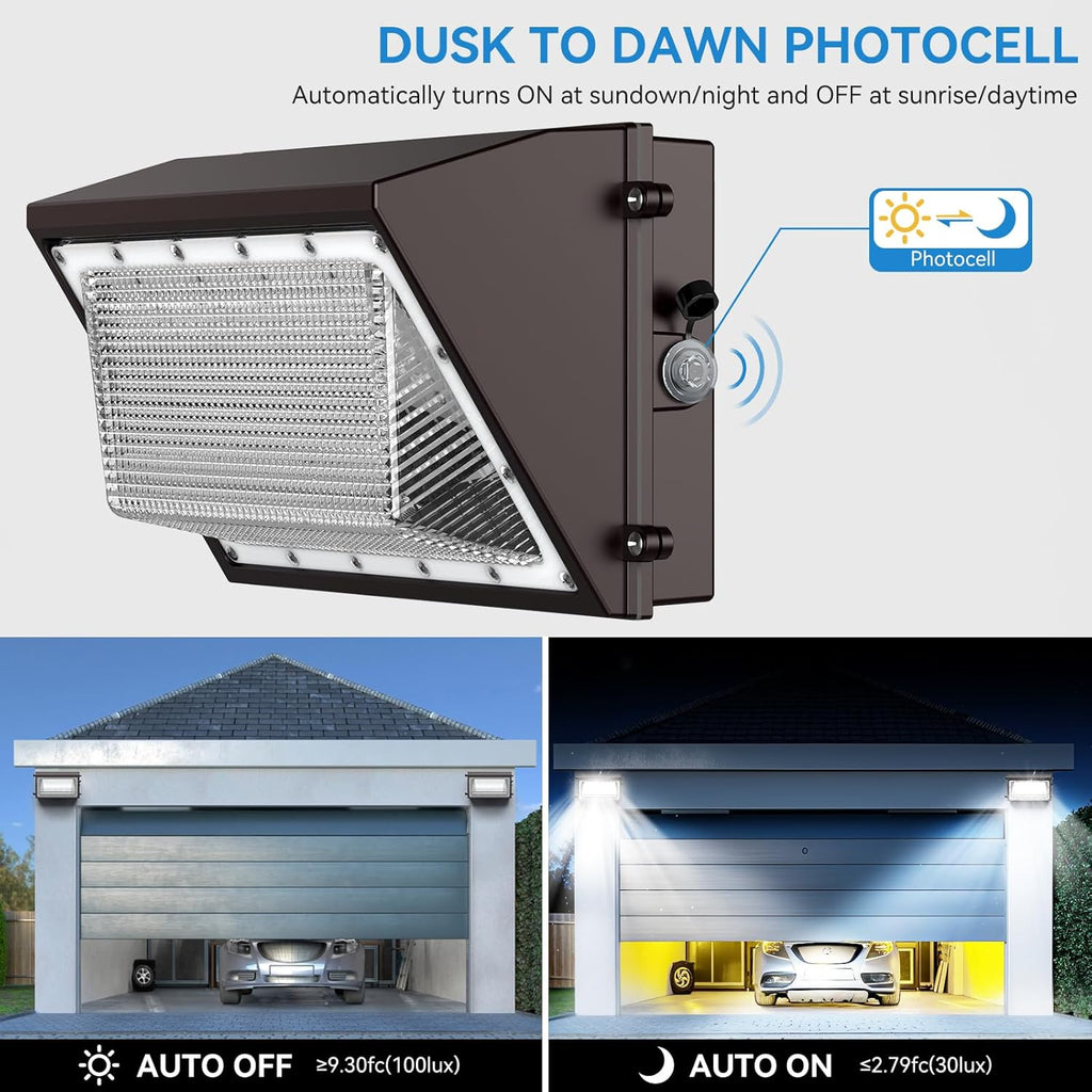 8 Pack 160W LED Wall Pack Light with Dusk to Dawn Photocell, 25600LM 6000K Daylight IP65 Waterproof Wall Pack Lights Outdoor LED [Eqv. 1200W HPS/HID] for Parking Lot, Warehouse, Yard AC120-277V