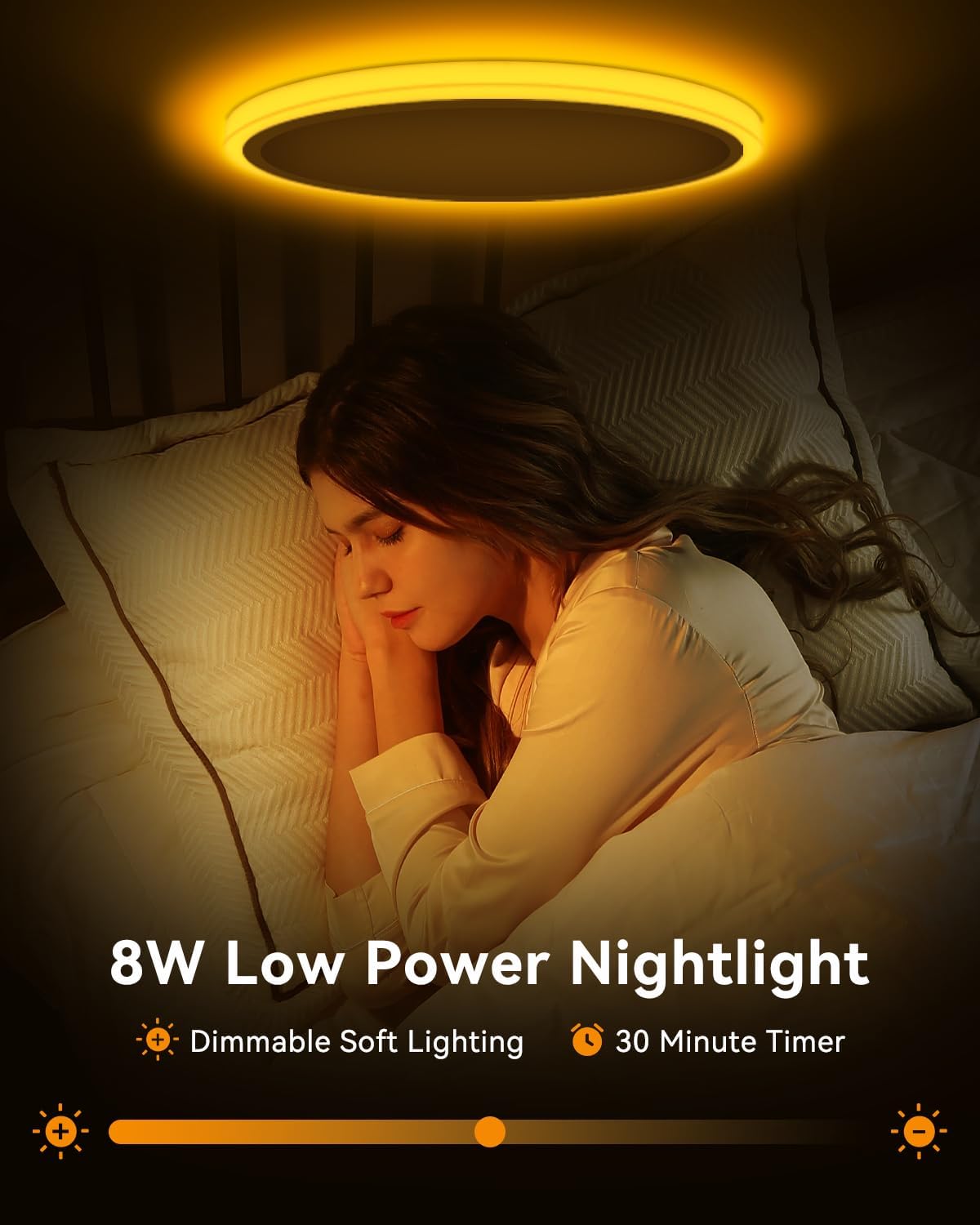 15.8 inch LED Flush Mount Ceiling Light with Night Light,36W 3600LM 3000K-6500K Dimmable Ceiling Light Fixture for Bedroom,Kitchen,Hallway - Wall Switch/Remote/APP Control