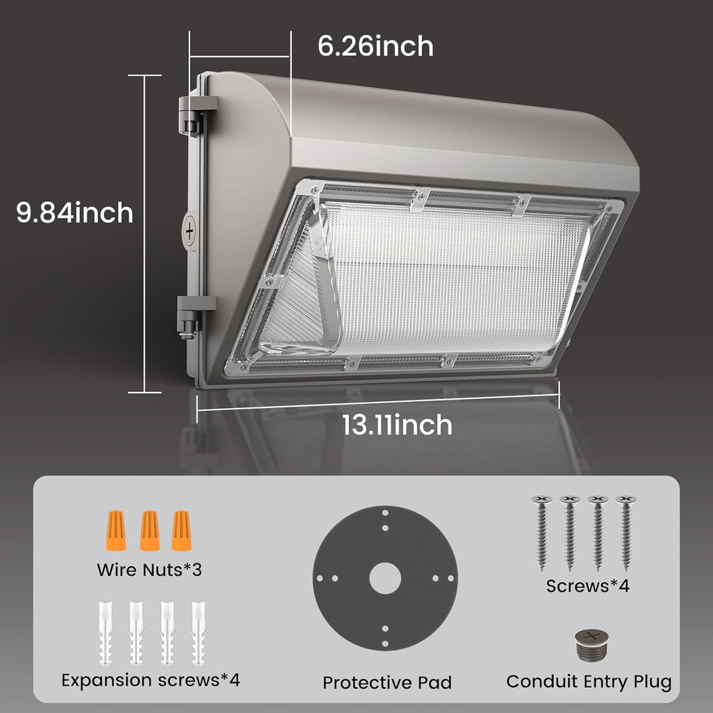 6 Pack 130W LED Wall Pack Light with Dusk to Dawn Photocell, 19500LM 5000K Daylight IP65 Waterproof Wall Pack Lights Outdoor LED [Eqv. 800W HPS/HID] for Parking Lot, Warehouse, Yard AC120-277V