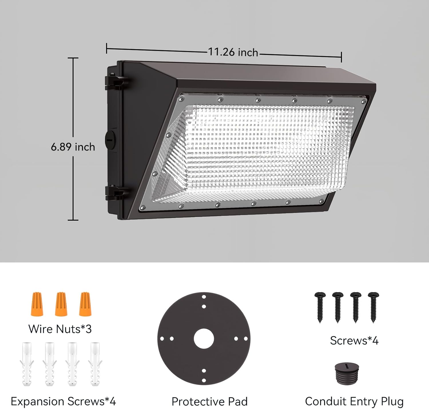 Bronze Integrated LED Wall Pack Light, Dusk to Dawn, 130W 19500LM 5000K Daylight