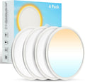 4Pack Flush Mount Ceiling Light with Nightlight 12inch,24W 2400LM Dimmable LED Ceiling Lights with Remote & APP Control,2700K-6000K Adjustable,Perfect for Bedroom/Living Room,Round White