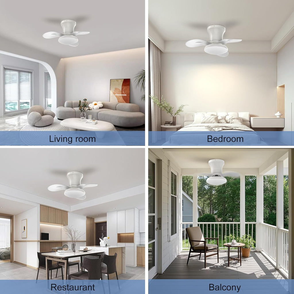 22inch Ceiling Fans with Lights, 6-Speed Reversible DC Motor, Dimmable LED Light, 3CCT, Quiet Operation, for Kitchen Bedroom Dining Room Patio (White)