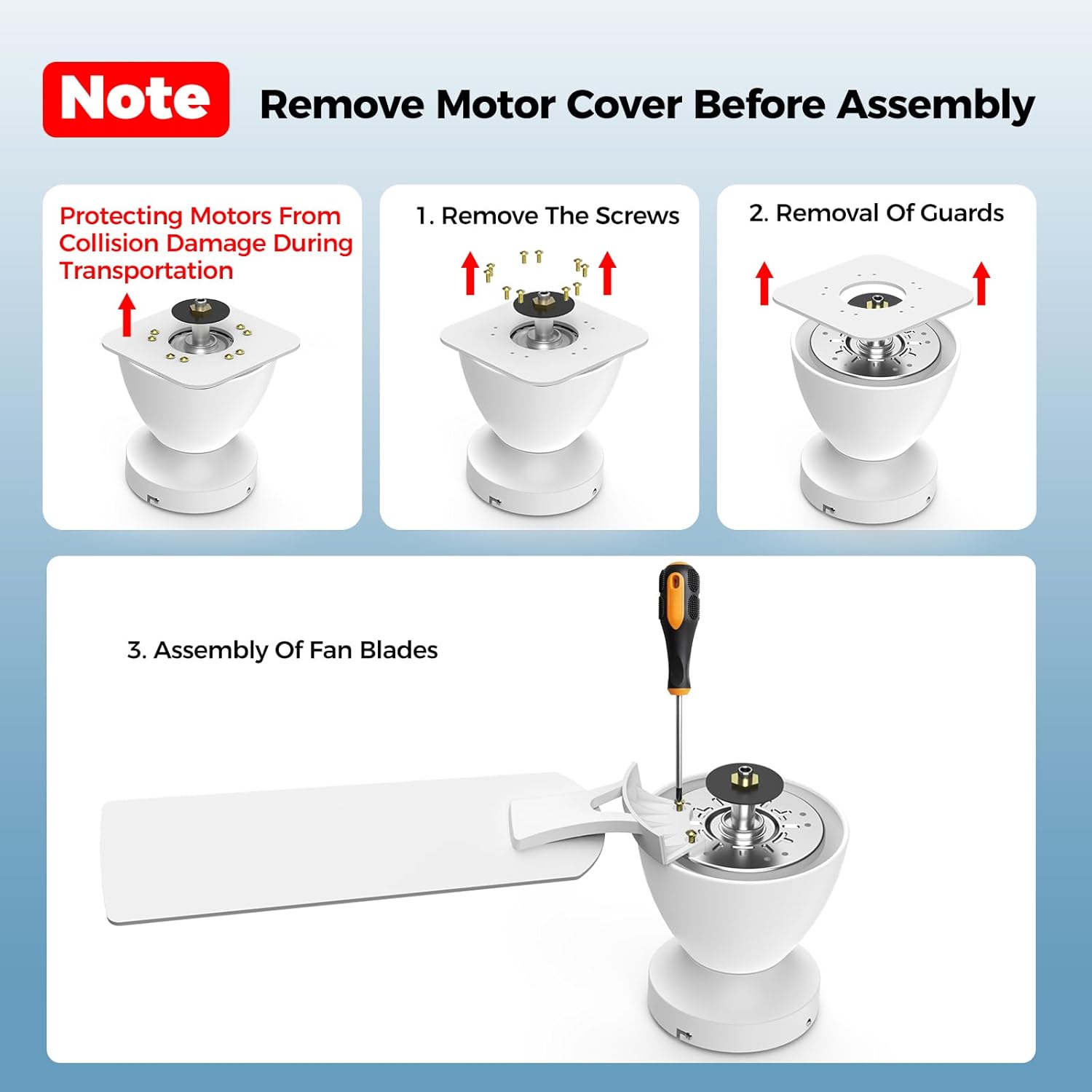 52 Inch Ceiling Fans with Lights and Remote Control, 6-Speed Quiet DC Motor, Reversible Blades, Dimmable LED Light (3CCT Adjustable), Modern Design for Bedroom, Living Room, Indoor Use - White