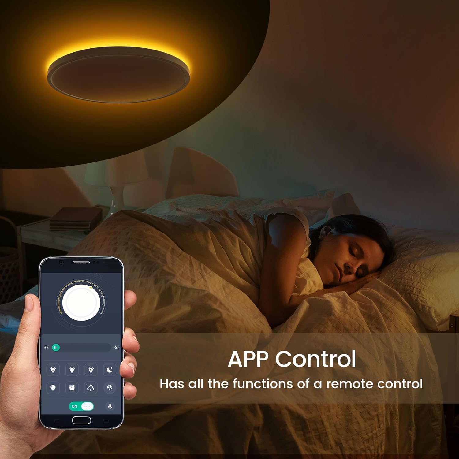 15.8in Flush Mount Ceiling Light Fixture with Remote Control,36W 2700K-6000K,Brightness Adjustable,Soft Nightlight,Support App Control,Ultra-Thin for Bedroom Kitchen Hallway Living Room